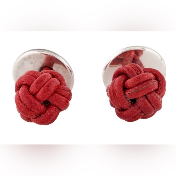 Bottega Veneta Other - Bottega Veneta Red Leather Knot Cufflinks
